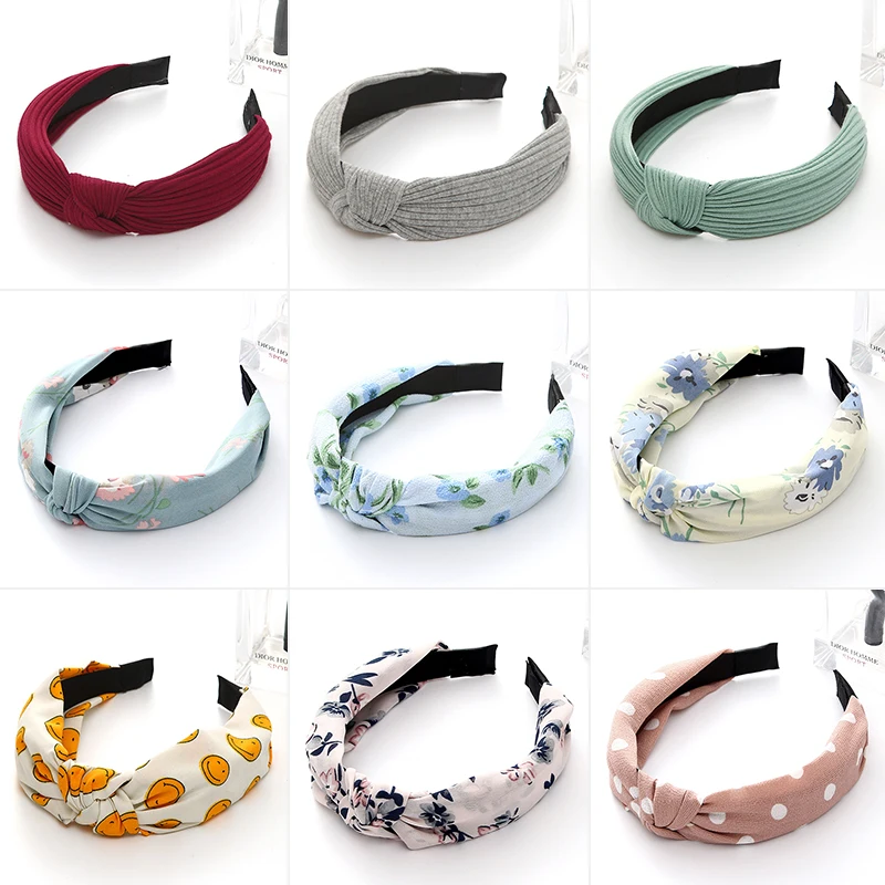 

New Top Knot Hairband for Women Girls Hair Head Hoops Bands Accessories Fabric Floral Print Headband HeadWrap Headwear Headdress