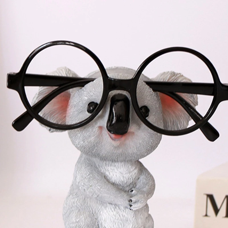 Cute Koala Figurines Glasses Holder Resin Statue Eyeglasses Pen Display