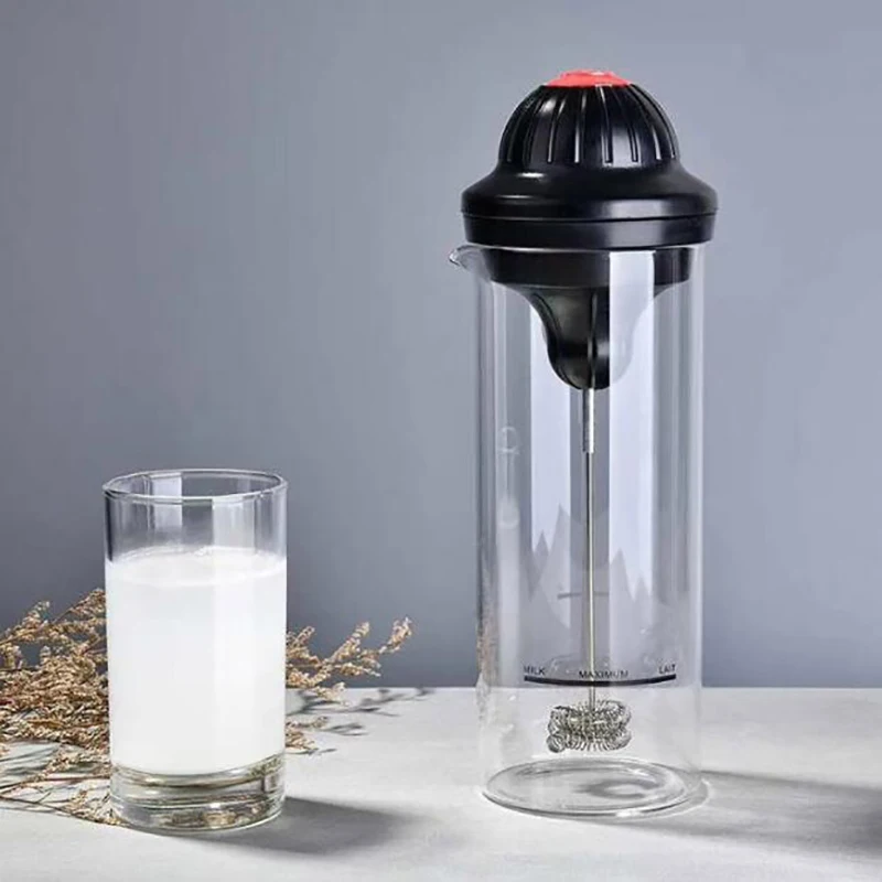 

1Pcs Glass+ ABS Milk Frother Electric Foamer Coffee Foam Maker Milk Shake Mixer Battery Milk Frother Jug Cup