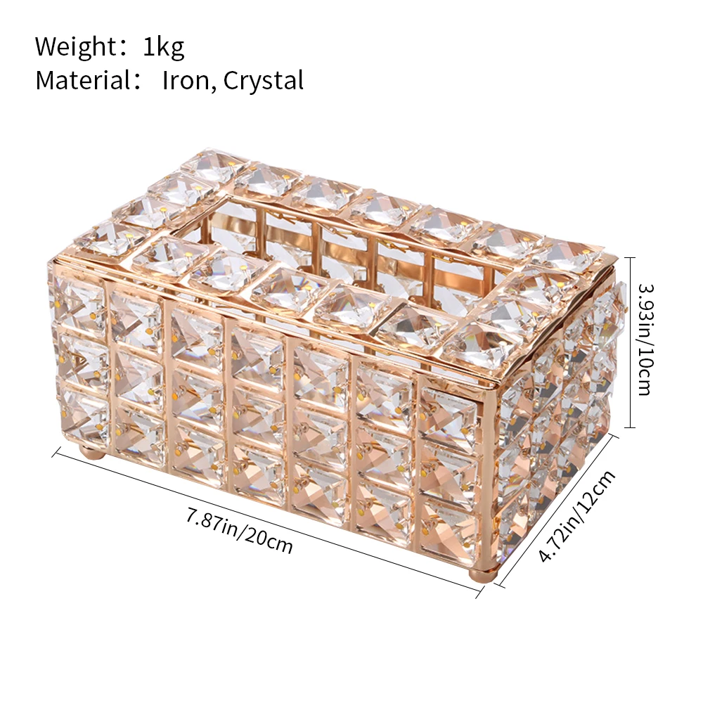 

Hot Luxury Crystal Facial Tissue Box Holder Living Room Office Table Accessories Facial Case Holder Creative Napkin Tray Decor