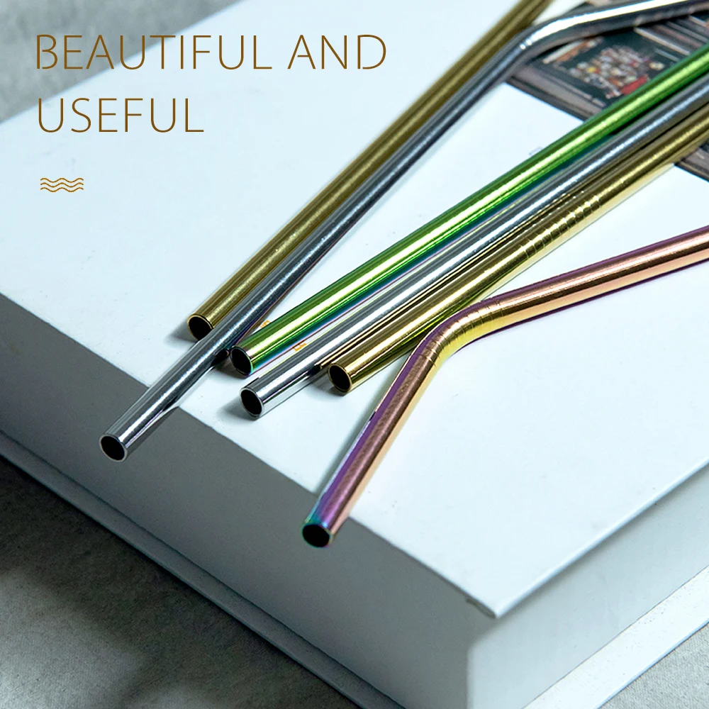 Лазерная цветная многоразовая соломинка из нержавеющей стали металлическая