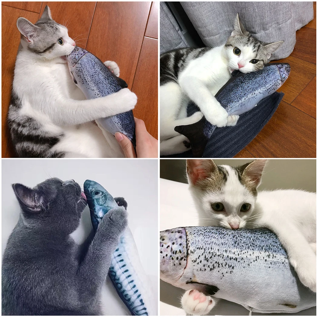 

4PCS 11.81'' Cat Toy Artificial Fish Shape Pet Chew Toy Pet Play Toy For Kittens 30cm Plush Fish Toys Cat Fish Pillow