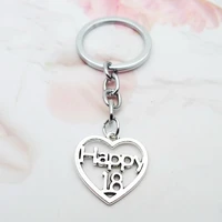 new jewelry love happy 18 necklace alloy keychain adult gift 18 years old commemorative jewelry accessories fashion key ring