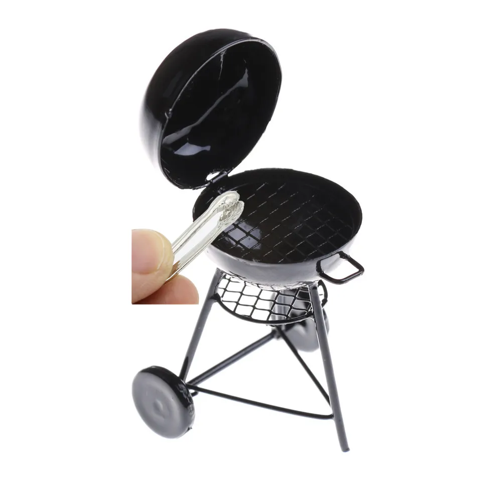 1 шт. Черный Металлический гриль для барбекю Зажим кукольный домик 1:12 садовый