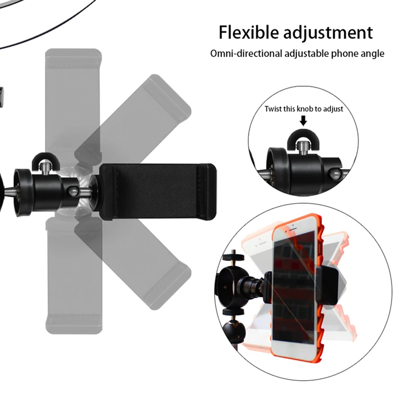 Светодиодный кольцевой светильник для селфи с подставкой штатива 3 держателя