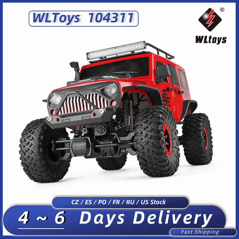 WLtoys 104311 Origianl 1/10 RC Автомобиль 2 4G 4WD Джип внедорожник матовый - Цена: 13906.3