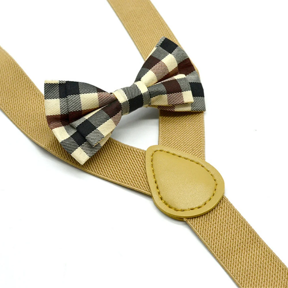 Детские подтяжки RAINIE SEAN цвета хаки однотонные бабочки в британском стиле