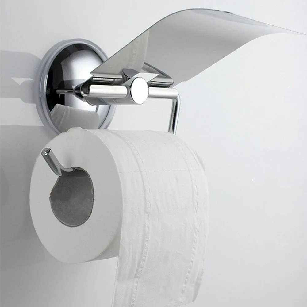 

Wall Mounted Hanger Firm Structure Toilet Paper Holder Stainless Steel Durable Bath Supplies Strong Suction Cup