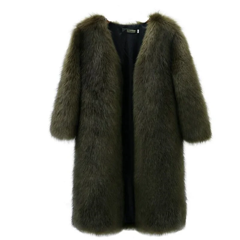 Fox fur coat women's mid-length faux fur coat korean style slim windbreaker large  warm autumn winter new style manteau