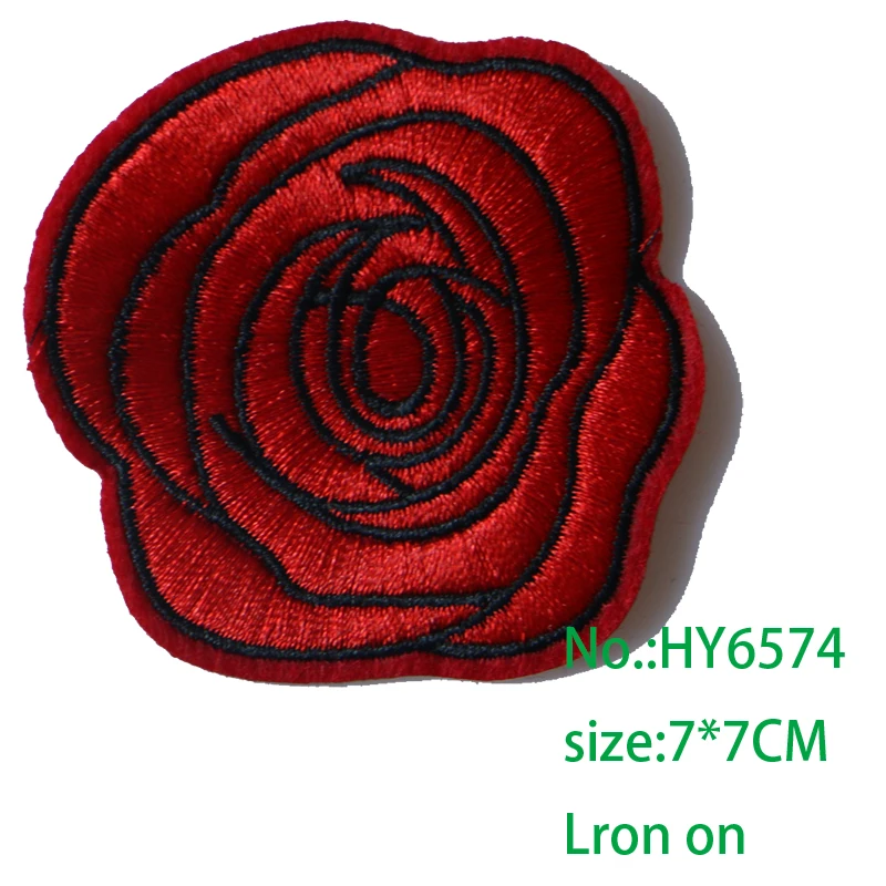 Роза с листочками в любовь Вышитые заплаты для одежды DIY полосатая одежда стиле