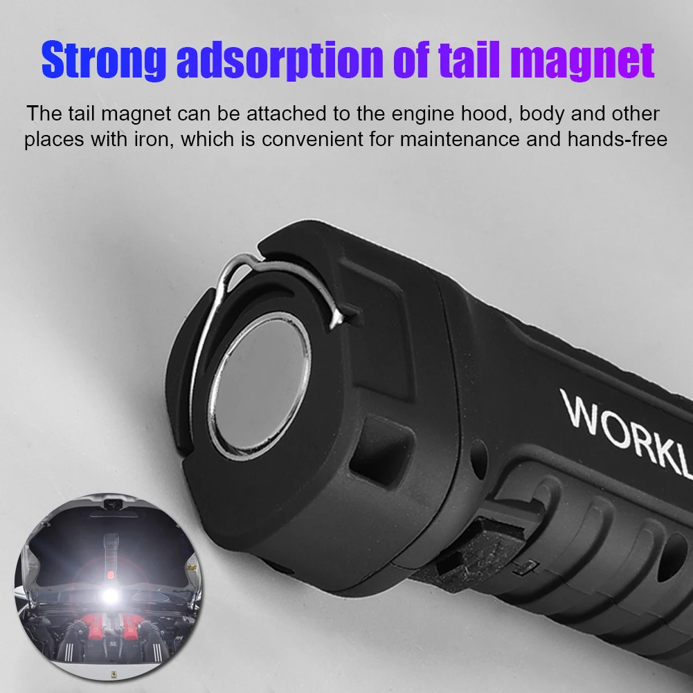 

7 Modes T6 1200 Lumen Outdoor Magnet Torch Multi Function Folding Work Light USB Rechargeable COB LED Working Light