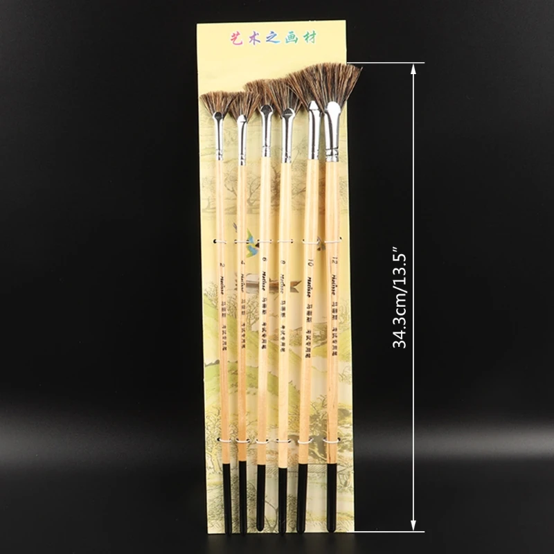 

6Pcs Fan Shape Pig Bristle Hair Painting Pen Oil Painting Watercolor Supplies Professional Art Supplies