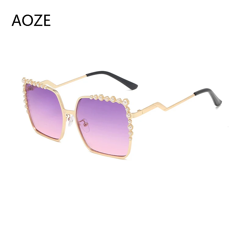 AOZE 2020 Новые Роскошные Жемчужные градиентные солнцезащитные очки женские