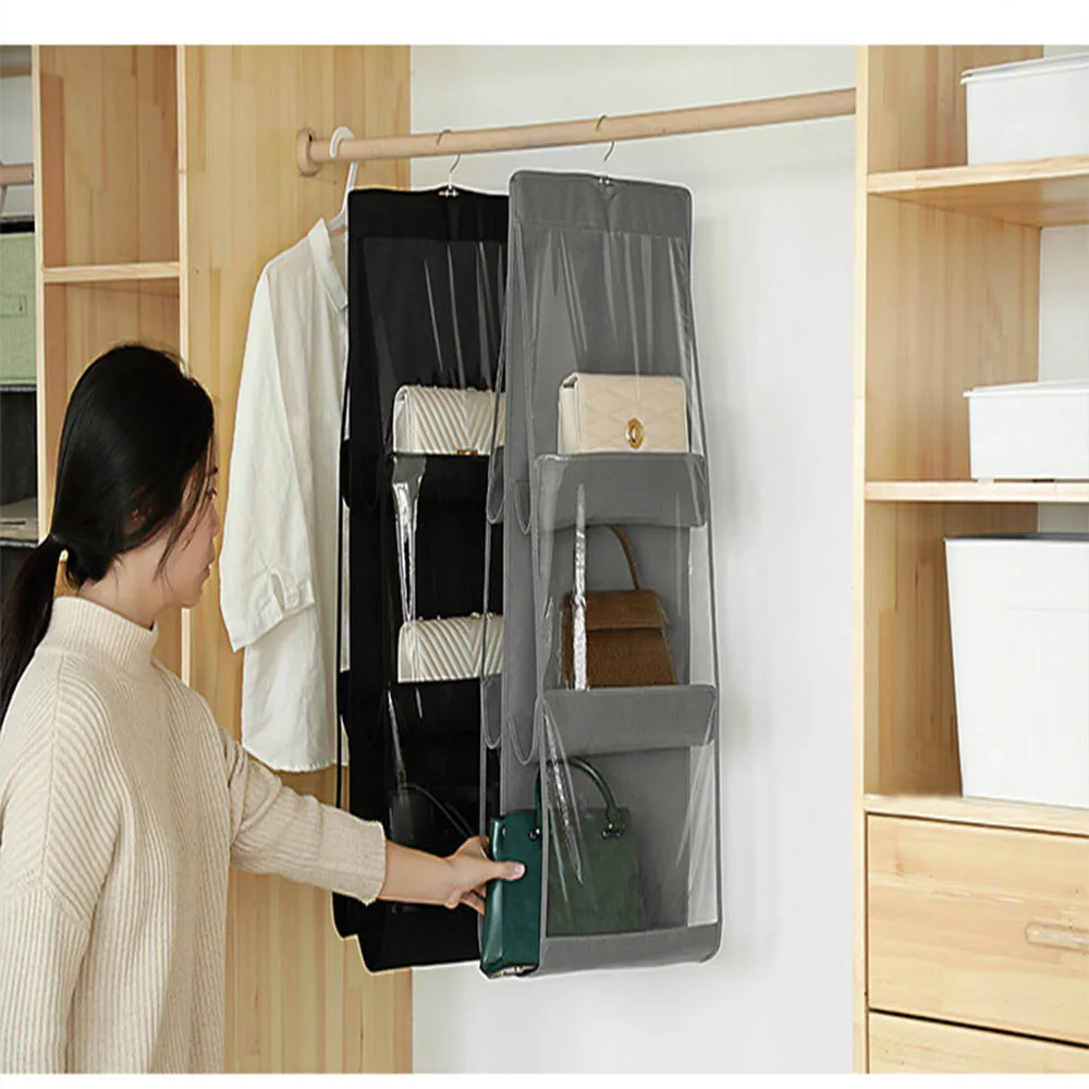 Practical 6 Pocket Transparent Hanging Bag Purse Handbag Storage Finishing Multi-function | Дом и сад