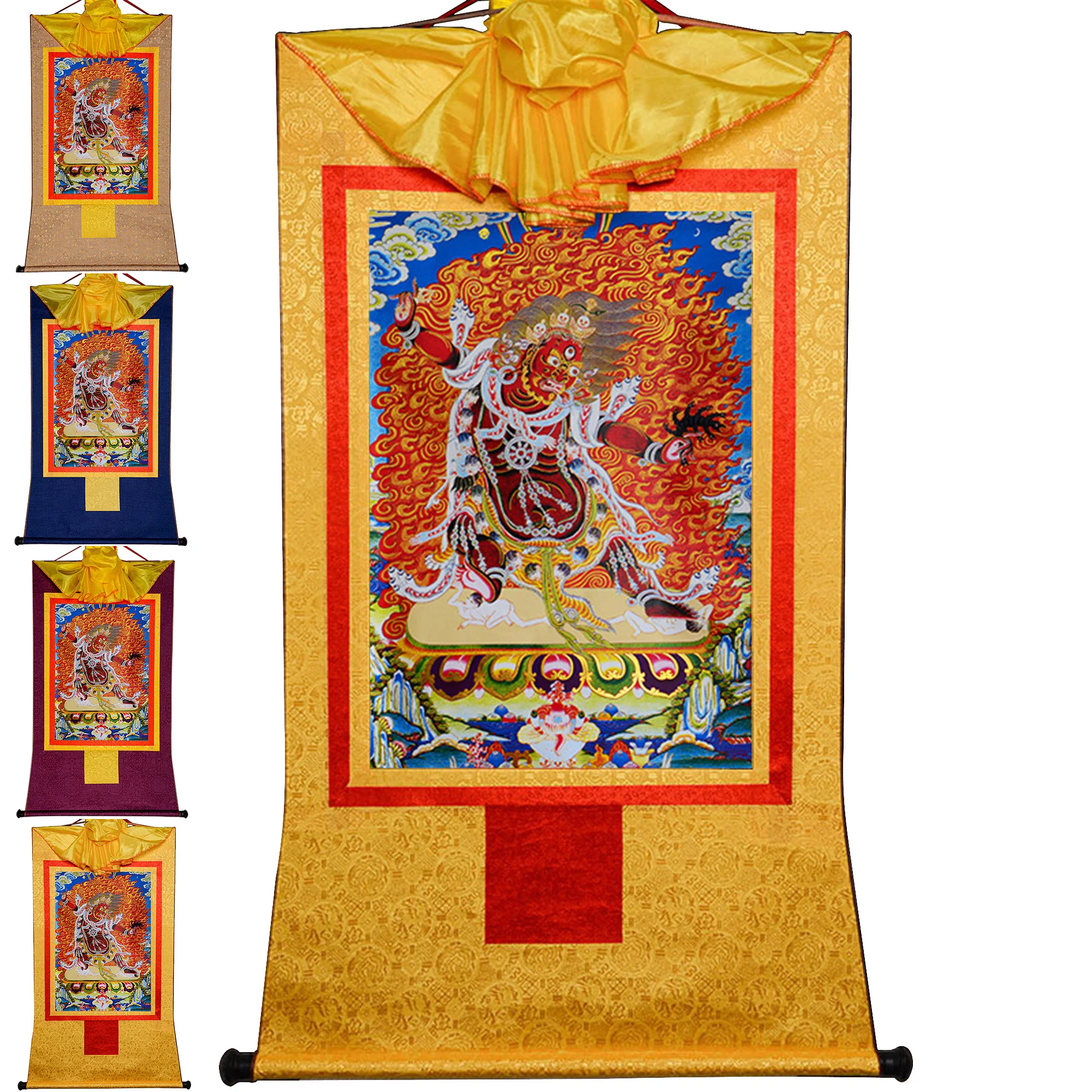 

Gandhanra Tibetan Thangka Wall Hanging,Guru Dragpo,A Fierce Emanation of Padmakara,Tangka Tapestry for Zen Home Decor Meditation