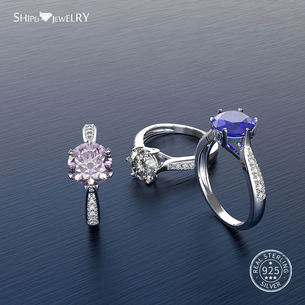 Женское кольцо с сапфиром Shipei 7 цветов из стерлингового серебра 925 пробы