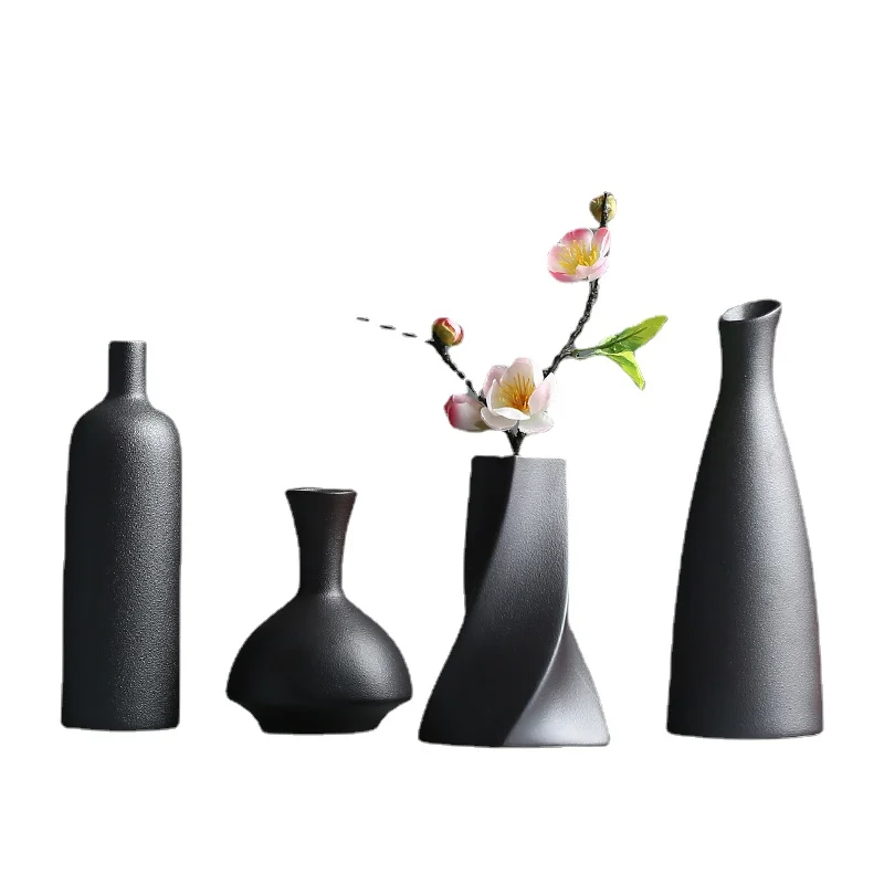 

Modern Ceramic Vase Wedding Decoration Creative Black Desktop Vase Storage Container Flower Pot Home Decoration Crafts Gift