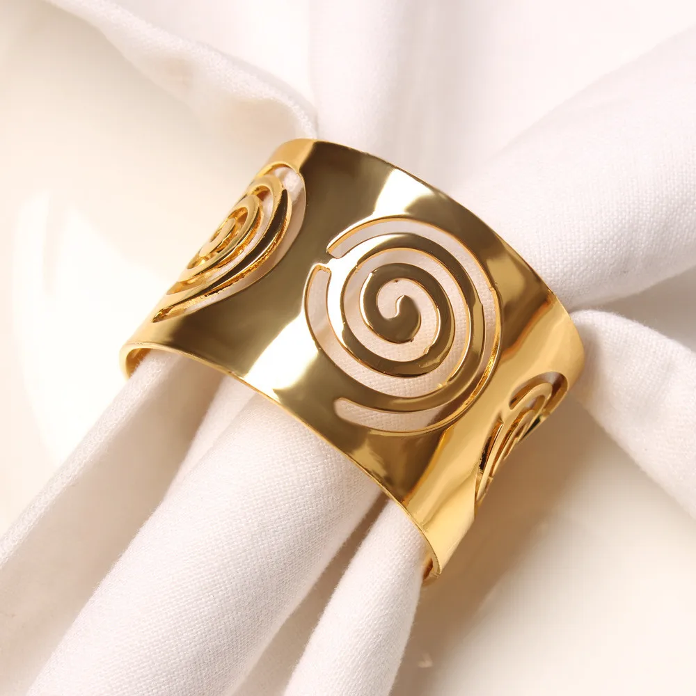 

Metal hollow snail golden napkin ring table decoration wedding banquet western restaurant family party table decoration