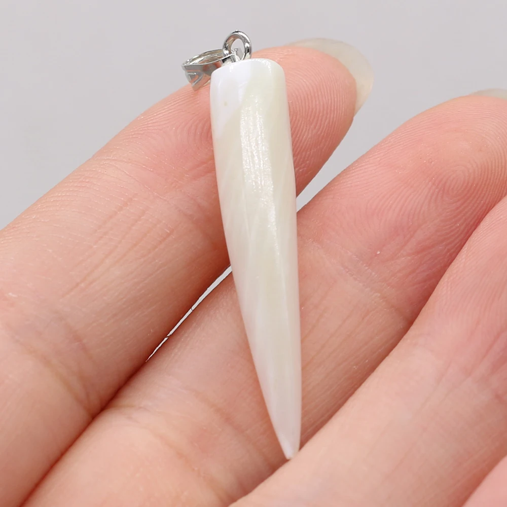 3 шт. Подвеска из натуральной ракушки белая продолговатая форма конуса