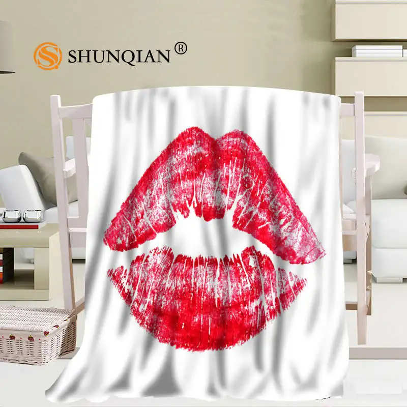 Economici Personalizzato Pop Art Labbra Sexy Coperte Di Corallo Divano Da Viaggio Coperte Di Falafel Morbido Soffice Caldo 56x80 Pollici 50X60inch 40X50inch