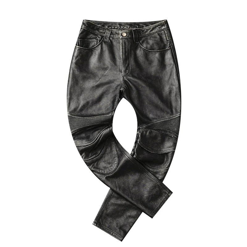 Бесплатная доставка 2019 новые мужские кожаные длинные брюки с дополнительной