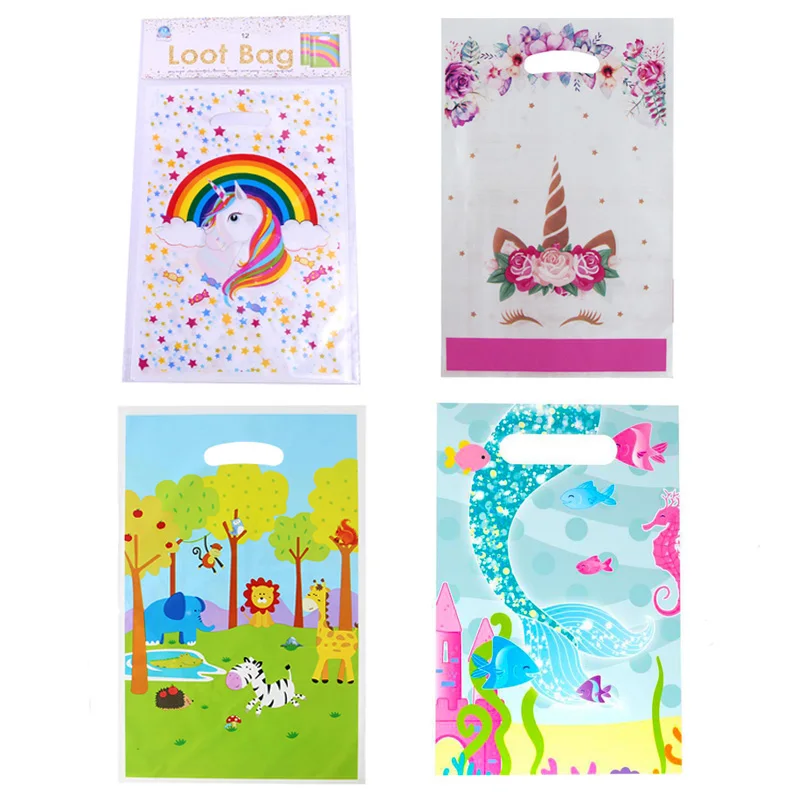 Пластиковые подарочные пакеты в виде единорога праздничный свадебный мешок для