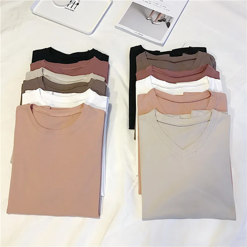 

New T-shirts Women 2021 Vogue Vintage Tshirts Cotton Women V Neck Short Sleeve Best Friends Lady Girl Funny Hipster