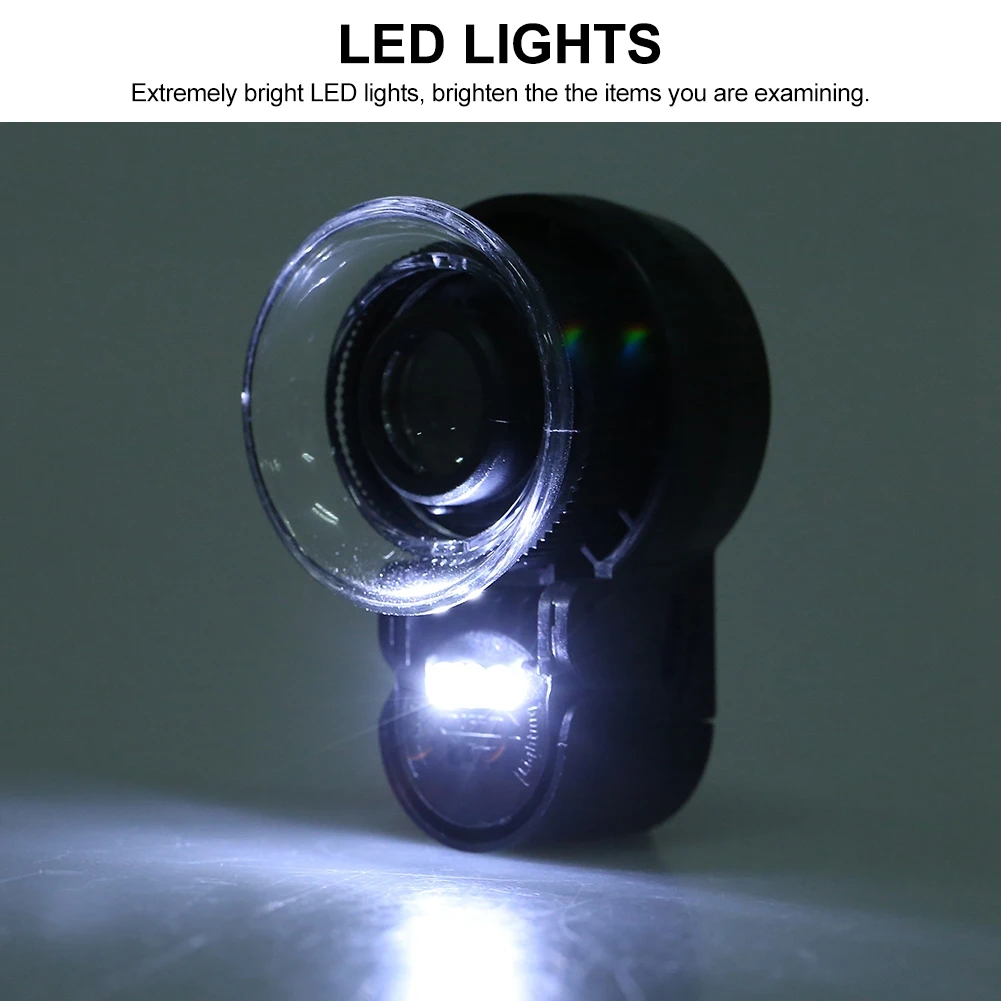 Мини 45X портативная Светодиодная лампа для фото и Ювелирная Лупа Регулируемая