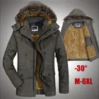 Куртка мужская зимняя с меховым воротником, хлопковая теплая повседневная парка, ветрозащитная флисовая верхняя одежда в стиле милитари, большие размеры 6XL
