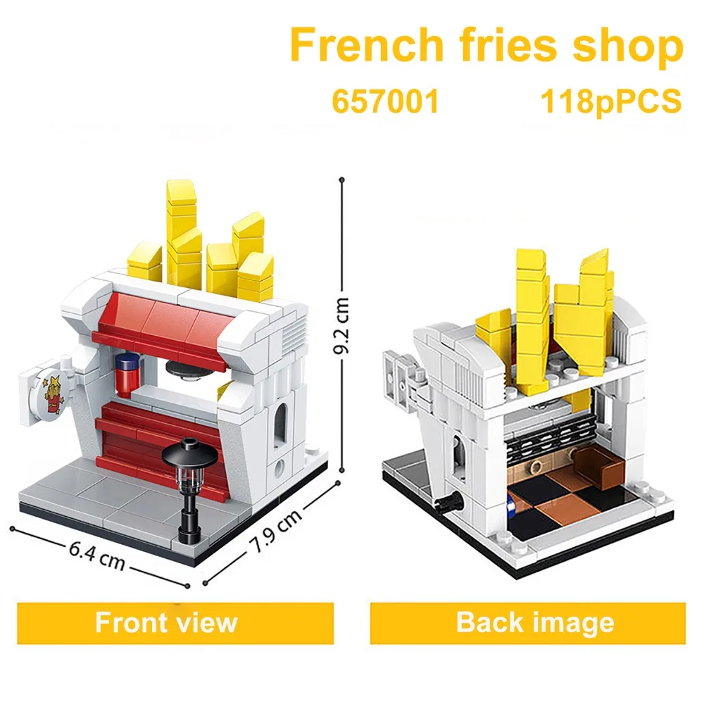 Модель уличной мини серии строительные блоки еда конфеты кафе цветок магазин образовательные фигурки