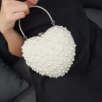 heart women bag creative handmade heart pearl evening bag lock weaving packet bag bridal bag over shoulder bag designer handbag