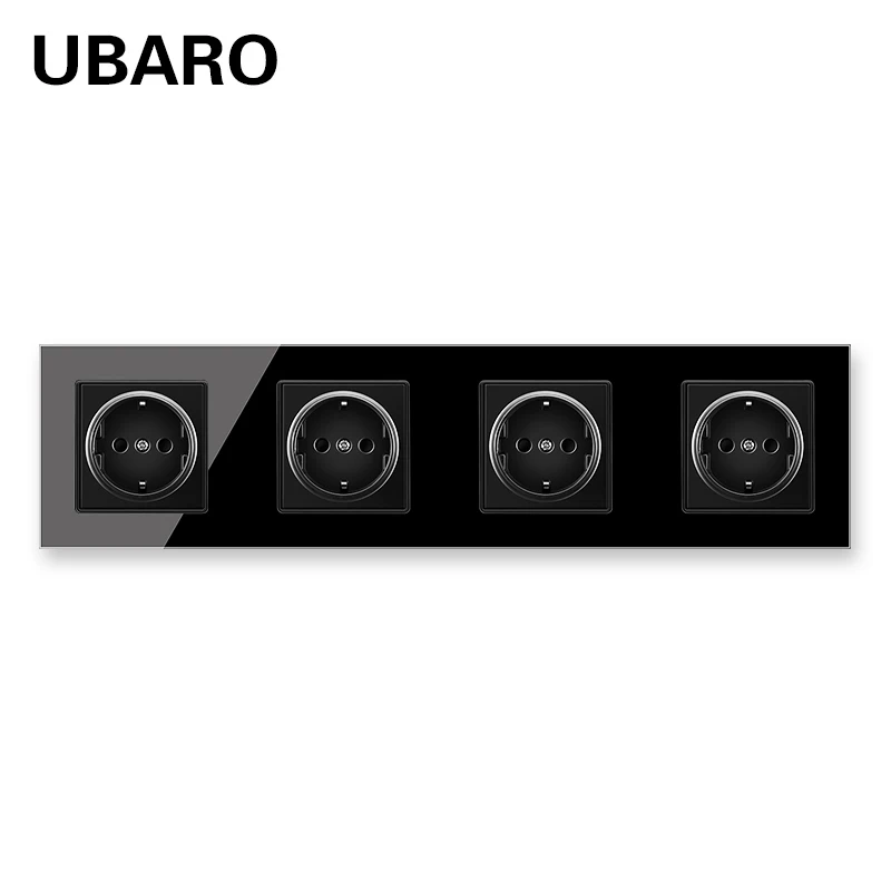 

UBARO 344*86mm Eu DE RU ES Standard Tempered Crystal Glass Panel Wall Socket Usb 5V 2100mA Home Electrical Outlet Ac110-250V 16A