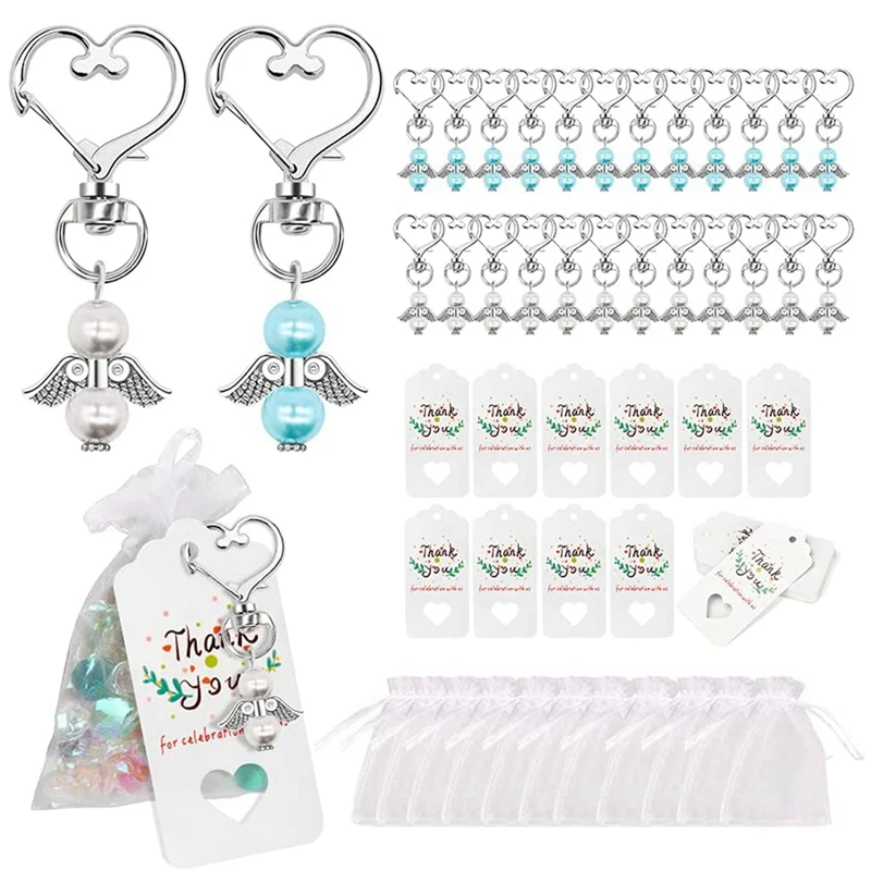 

Guest Gifts Christening Wedding Favours Communion Guardian Angel + 28 Organza Bags + 28 Kraft Paper Gift Tags Wedding