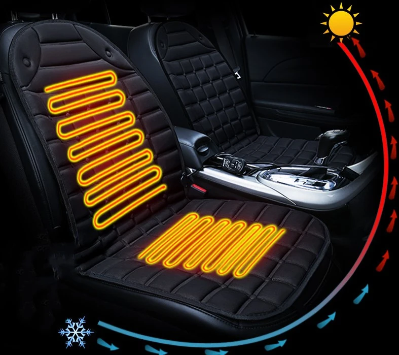 2pcs in 1 universal fast electric heated adjustable blackgreyblueredcoffee car heated seat cover winter pad auto cushion 12v free global shipping