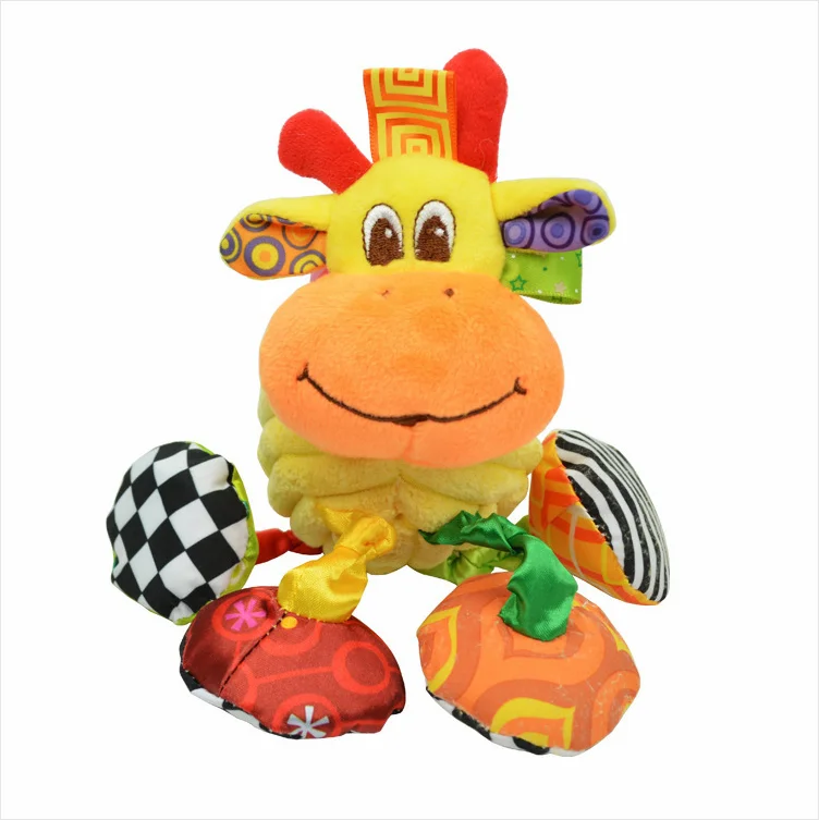 Giraffe Sozzy детская погремушка, кольцо, колокольчик, детская игрушка, мягкий плюшевый слон, кровать для кроватки, подвесное животное, прорезыватель, животное, Младенческая ранняя развивающая кукла - Color: Giraffe