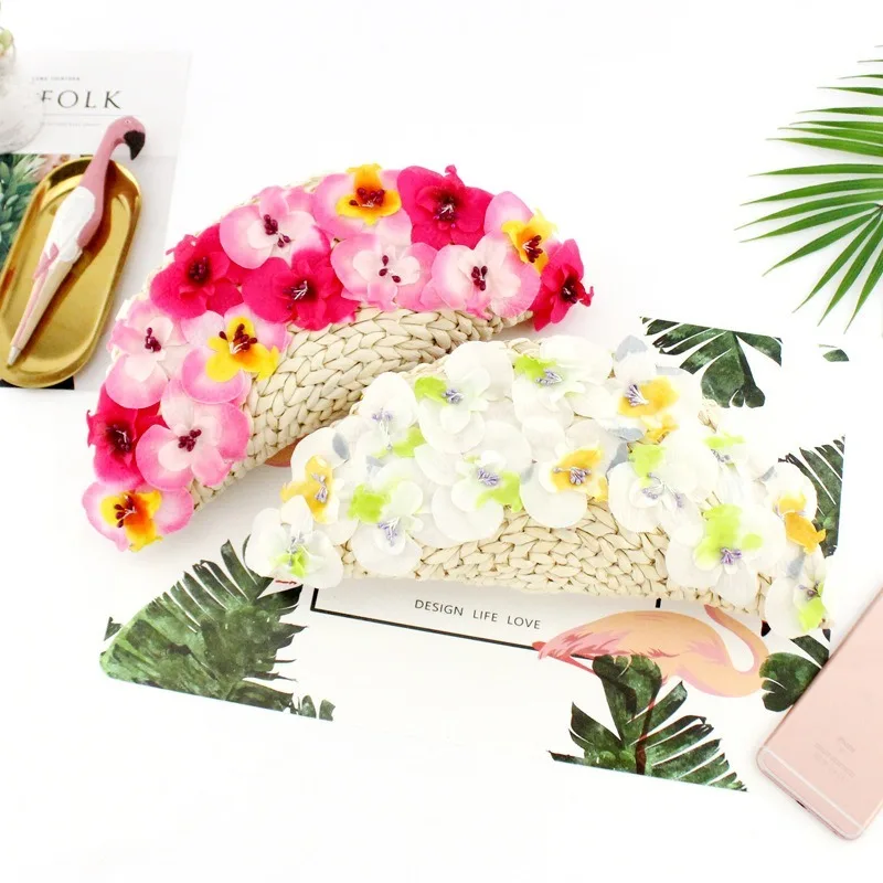 Волшебная Соломенная Сумка клатч с цветами из кукурузной кожи пляжная сумка