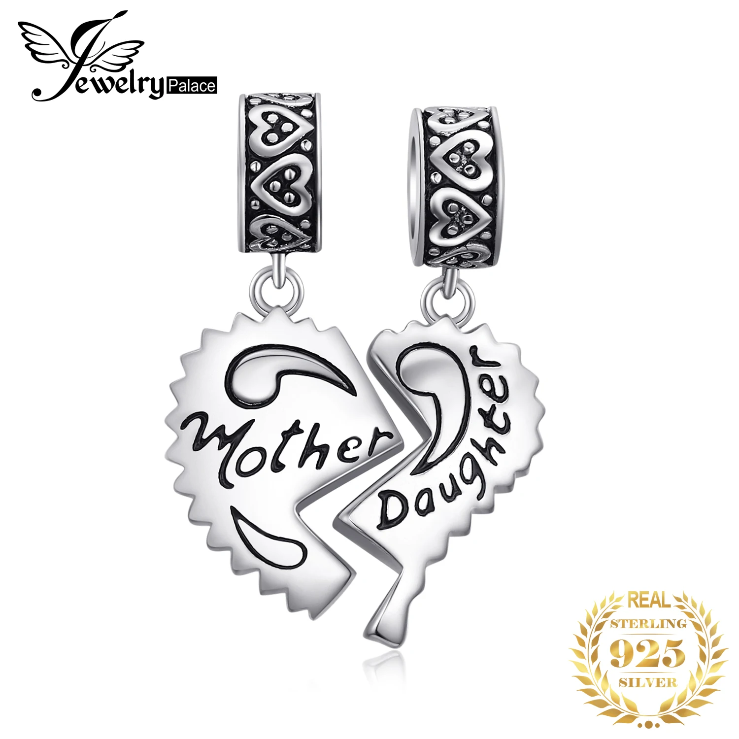 JewelryPalace мать дочь бабушки Разделение сердце красивый нежный 925 пробы серебра очарование подходят Браслеты