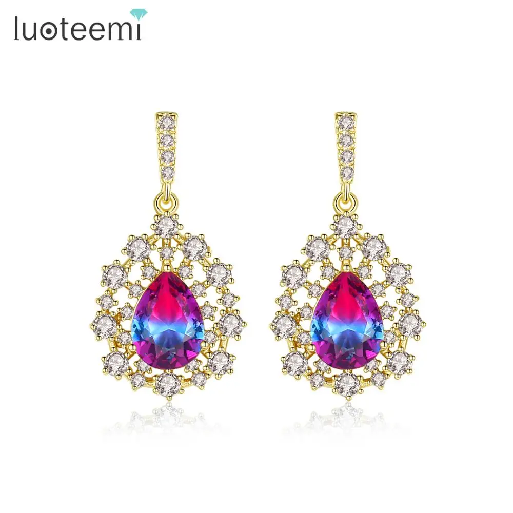 Винтажные Овальные Полые висячие серьги LUOTEEMI для женщин свадебные