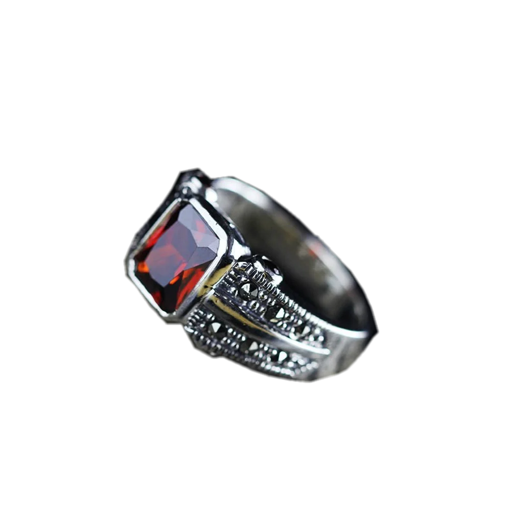 

BOCAI 2020 new real S925 sterling silver jewelry female rings Thai fine handmade classic garnet ring for women 925 silver rings