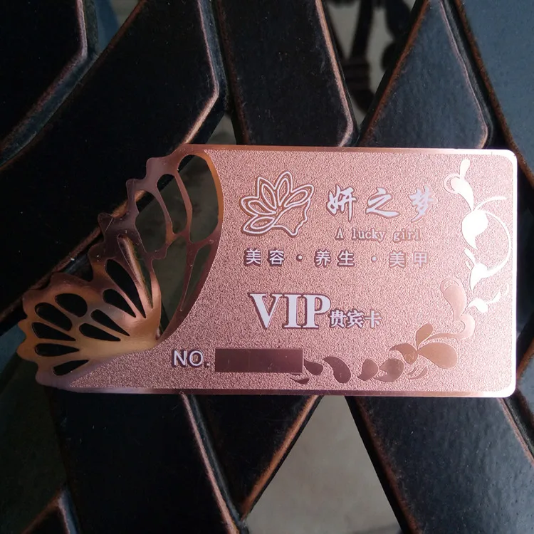 High Quality Custom Design Rose Gold Plated Laser Cutting Stainless Steel Metal Business Card