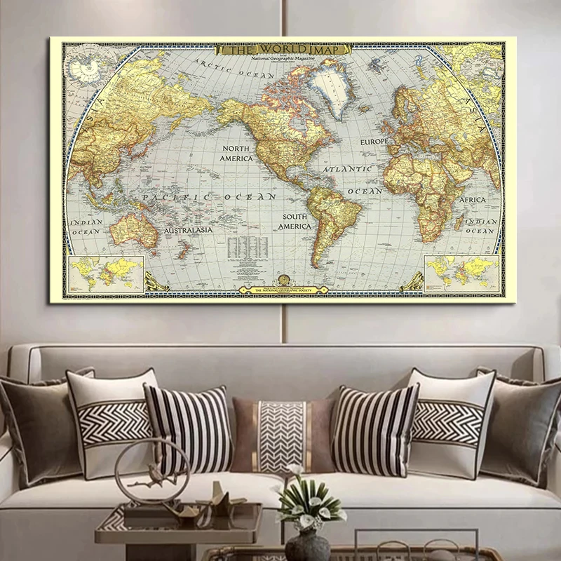 

World Map Vintage Posters and Prints Wall Art Canvas Paintings Poster Picture Decoration Painting For Living Room Office Decor