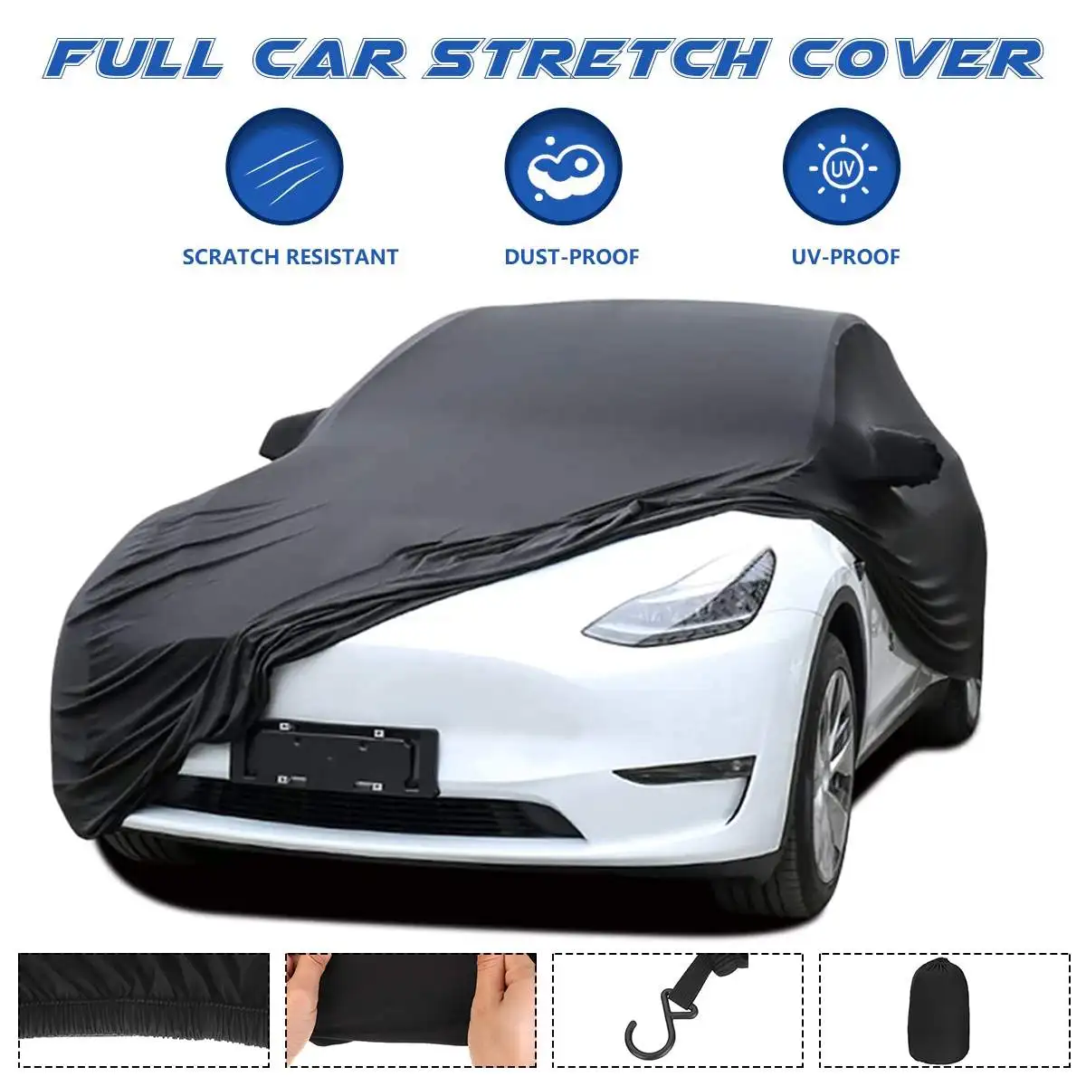 

Черные автомобильные Чехлы, Натяжная ткань, специальная автомобильная одежда, автомобильный чехол, защита от пыли, солнца, внешние аксессуа...