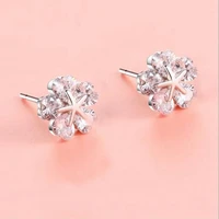 high quality pretty flower shape crystal gems beads fashion silver color earrings jewelry 1 pair w4679