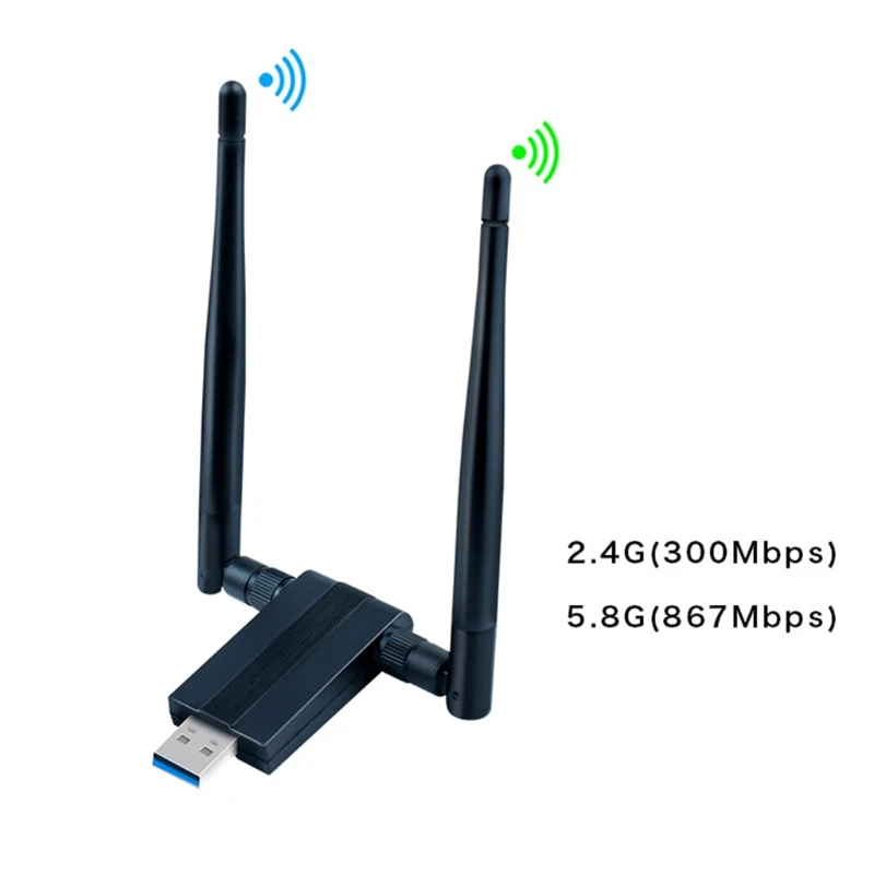 

Wireless USB WiFi Adapter AC 1200Mbps Dual-band Antenna 5G / 2.4G WiFi Adapter D08A