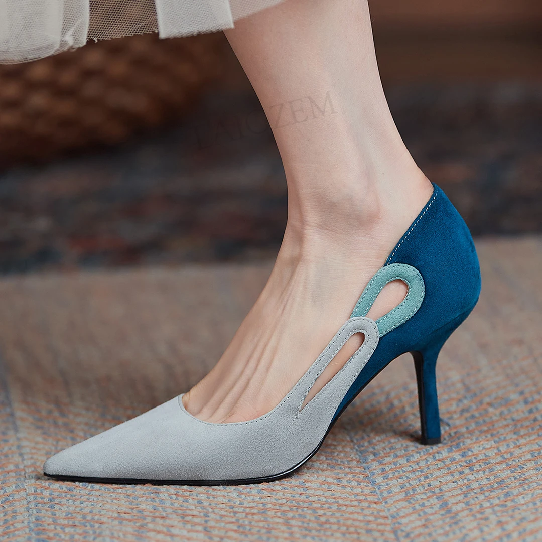 

LAIGZEM женские туфли-лодочки в мозаичном стиле с резным узором; 7,8 см шпильки, зимние ботинки из замши на высоком каблуке вечерние босоножки; Се...
