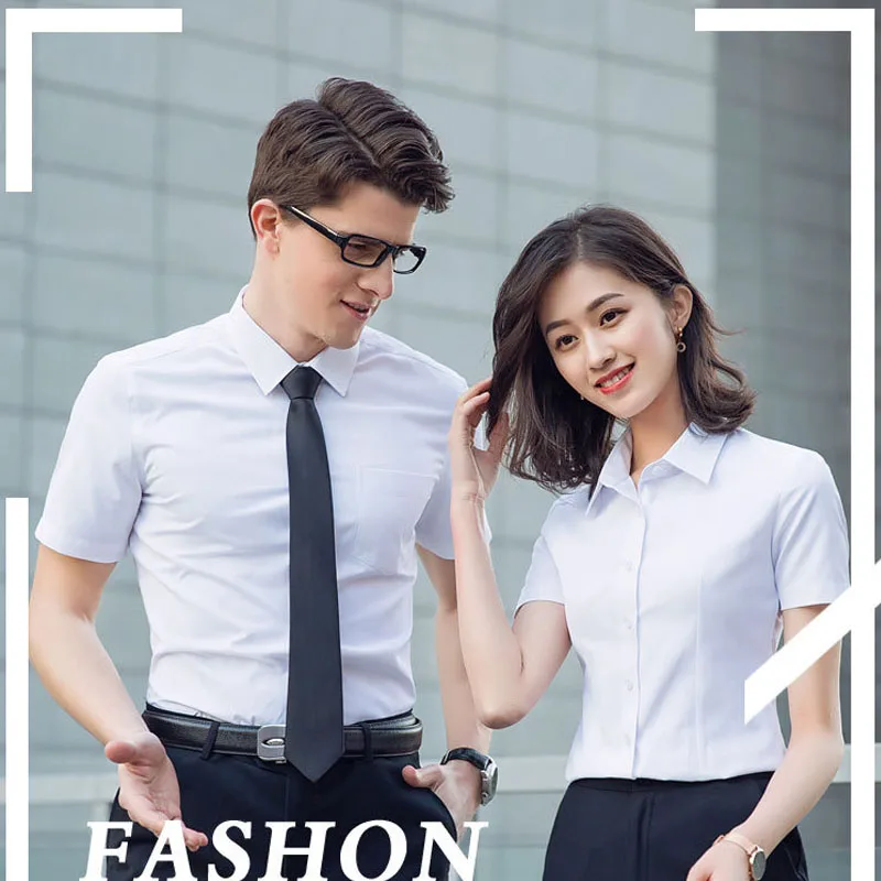 Женская офисная блузка с коротким рукавом белая Повседневная рубашка большого