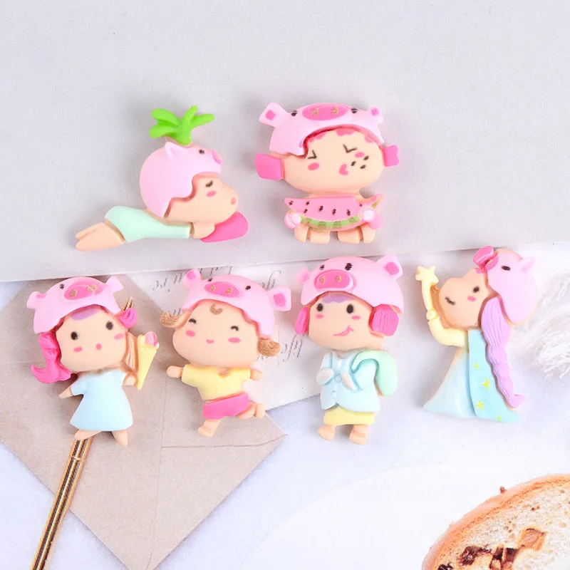

Resin Cartoon Kawaii Girl Charms Flatback Cabochon Scrapbooking For Headwear Earring Decoration Parts DIY Accessories