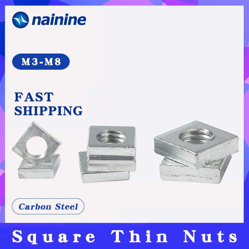 

DIN562 квадратные тонкие гайки из углеродистой стали M2.5 M3 M4 M5 M6 M8 M10