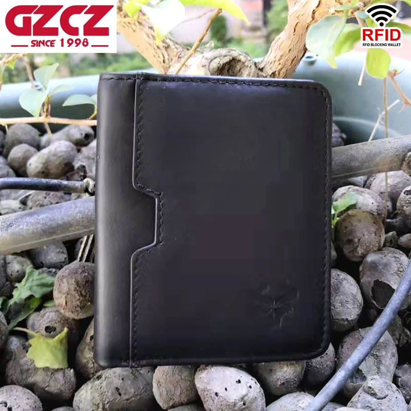 GZCZ черный кошелек из натуральной кожи мужские кошельки тонкий мужской держатель
