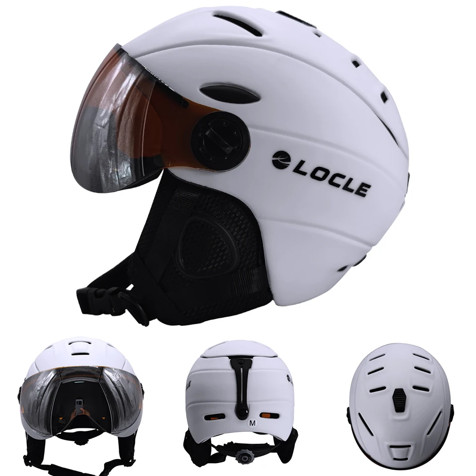 LOCLE Goggles Skiing Helmet CE Certification Safety Ski With Glasses Skating Skateboard Snowboard PC+EPS |